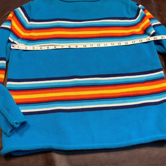 Vintage Y2K Lauren‎ Ralph Lauren Mock Neck Striped Sweater Bright Womens Large - Picture 13 of 13